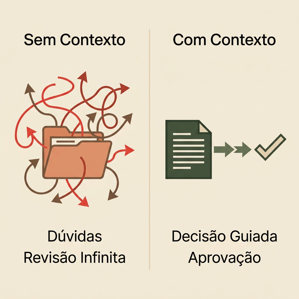Comparativo mostrando a diferença entre a apresentação com e sem contexto