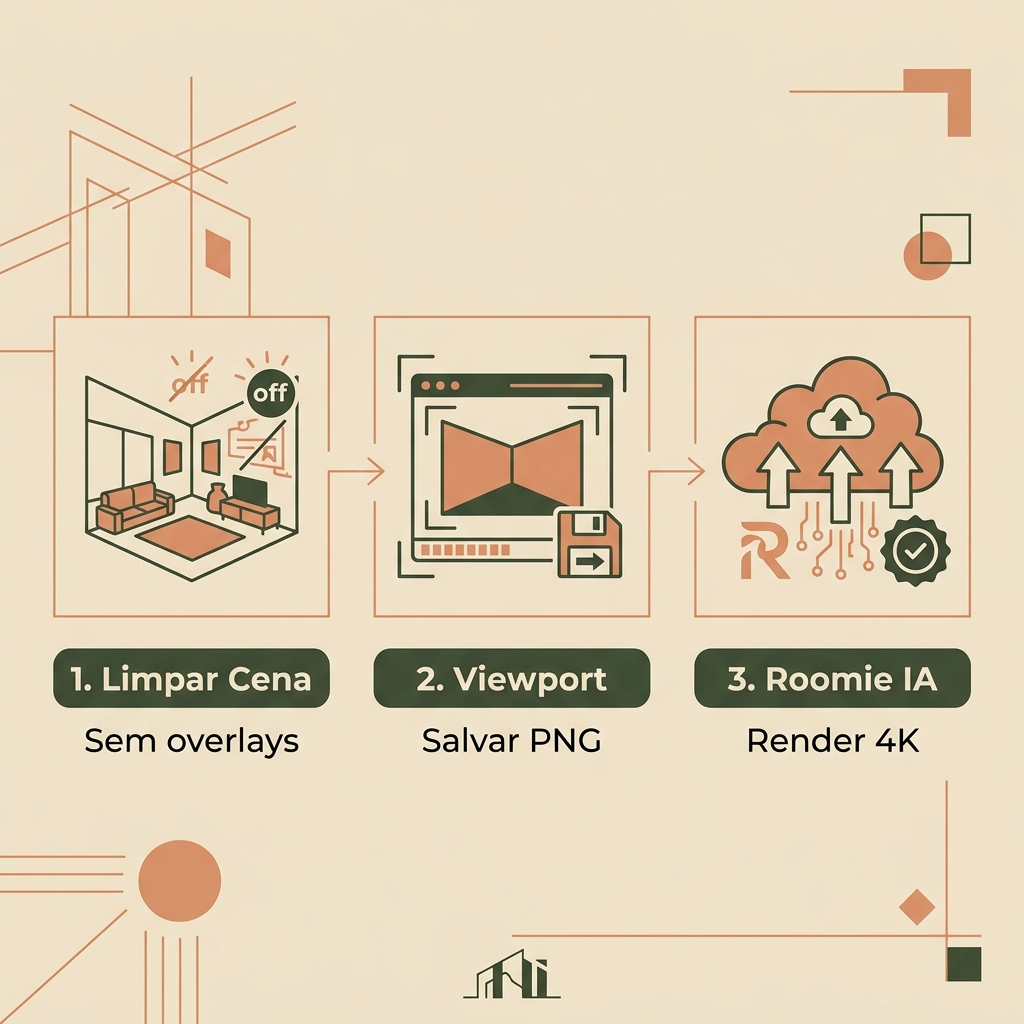 Passo a passo simplificado para exportação do Blender e upload no Roomie IA